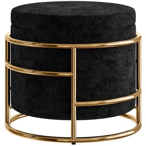 HOMCOM Sitzhocker mit Stauraum Kleiner Hocker 42 x 42 x 39 cm Schwarz
