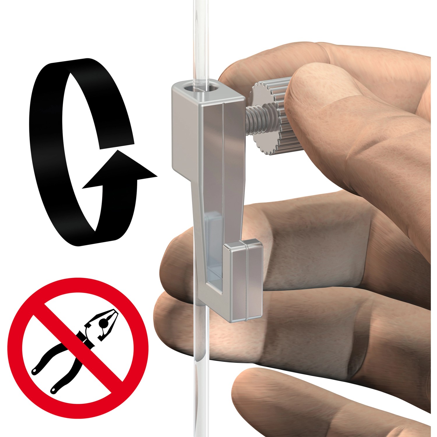 Artiteq Aufhängeschnur mit Haken (4 kg) in Anwendung. Bilderhaken für Bilderleisten.