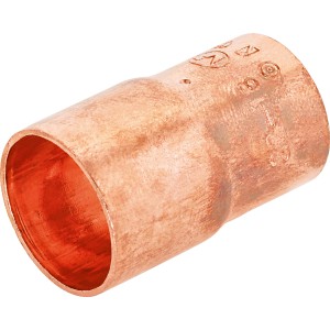 Löt-Absatznippel aus Kupfer, Ø 22 mm x Ø 18 mm, für Kupferrohre und Trinkwasser geeignet.