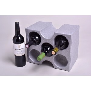 Graue Flaschenbox Compact für 5 Flaschen, ideal zur Aufbewahrung und zum Transport von Weinflaschen.