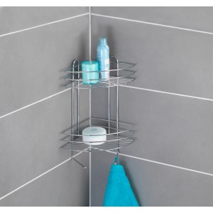 Wenko Exclusiv Eckregal mit 2 Etagen aus Chrom, ideal für Bad-Accessoires und Handtücher im Bad.
