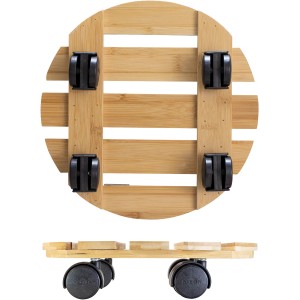 Wagner Pflanzenroller aus Bambus, helles Holz, Ø 29 cm, mit 4 Doppelrollen, Tragkraft 100 kg.