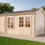 Alpholz Gartenhaus Bolton-28 XL aus Holz, imprägniert, mit Satteldach und Doppeltür.
