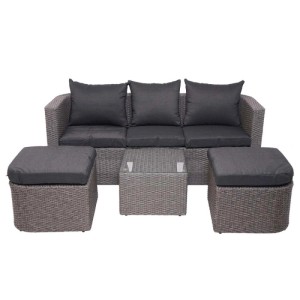 MCW Lounge-Set J37 4-Teilig Grau Kissen Anthrazit