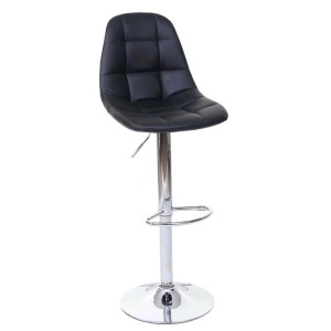 Barhocker 2er-Set A67, schwarz, Kunstleder, höhenverstellbar, mit Fußstütze.