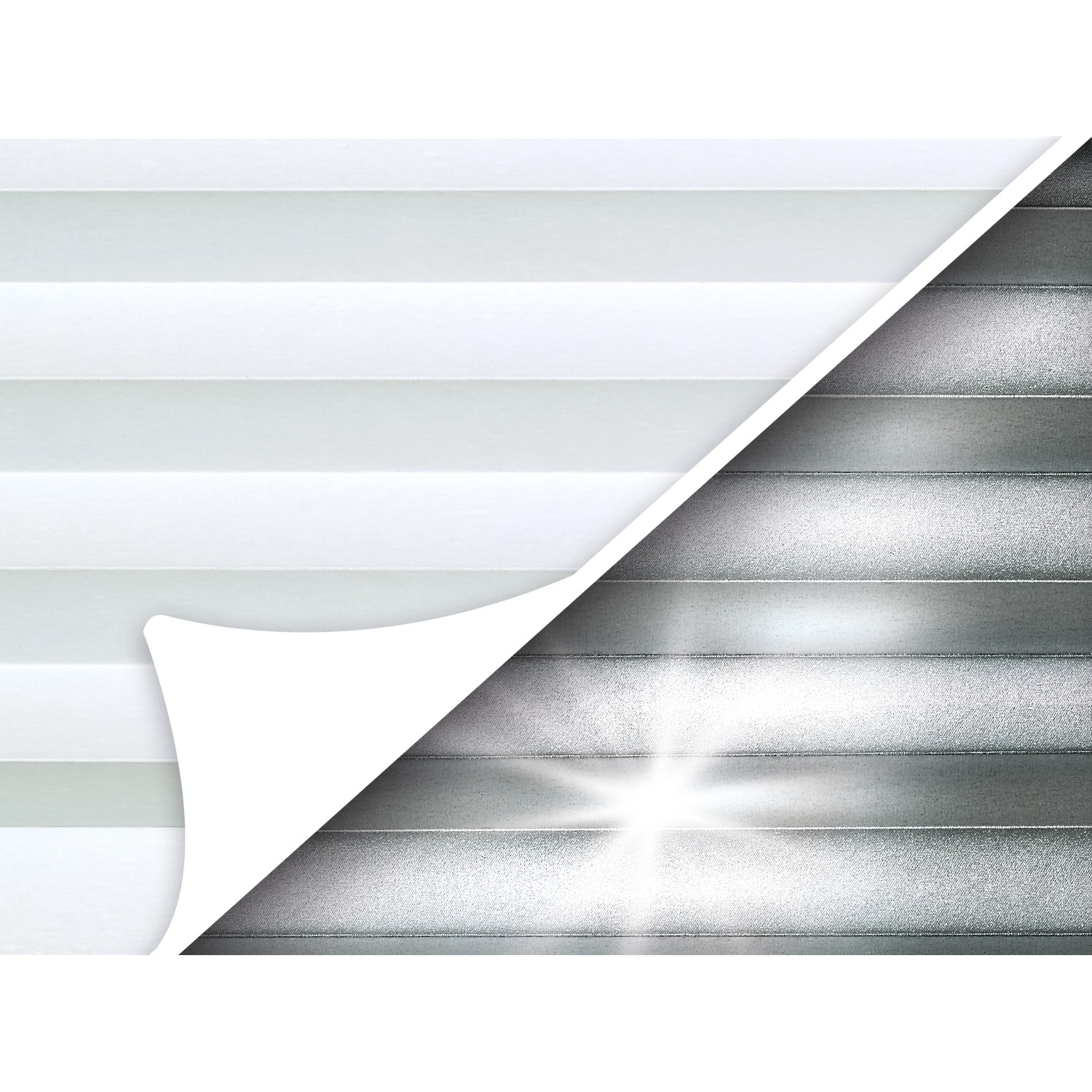 Thermo-Spannplissee Toledo, 120x130 cm, Weiß, mit hitzereflektierender Beschichtung.