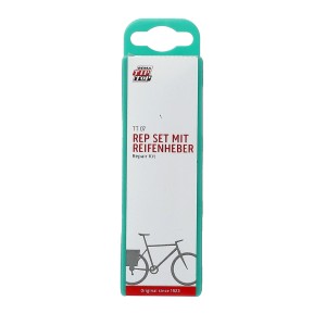 Tip-Top Flickzeug TT07 mit Reifenheber in grüner Verpackung. Fahrrad Reparaturset für unterwegs.