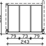 Technische Zeichnung: Skan Holz Seitenwand 255x200cm, Fichte Eiche hell, Zubehör Terrassenüberdachung.