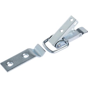 Verzinkter Kistenverschluss mit Haken, 75x18mm, für sicheren Transport von Kisten.