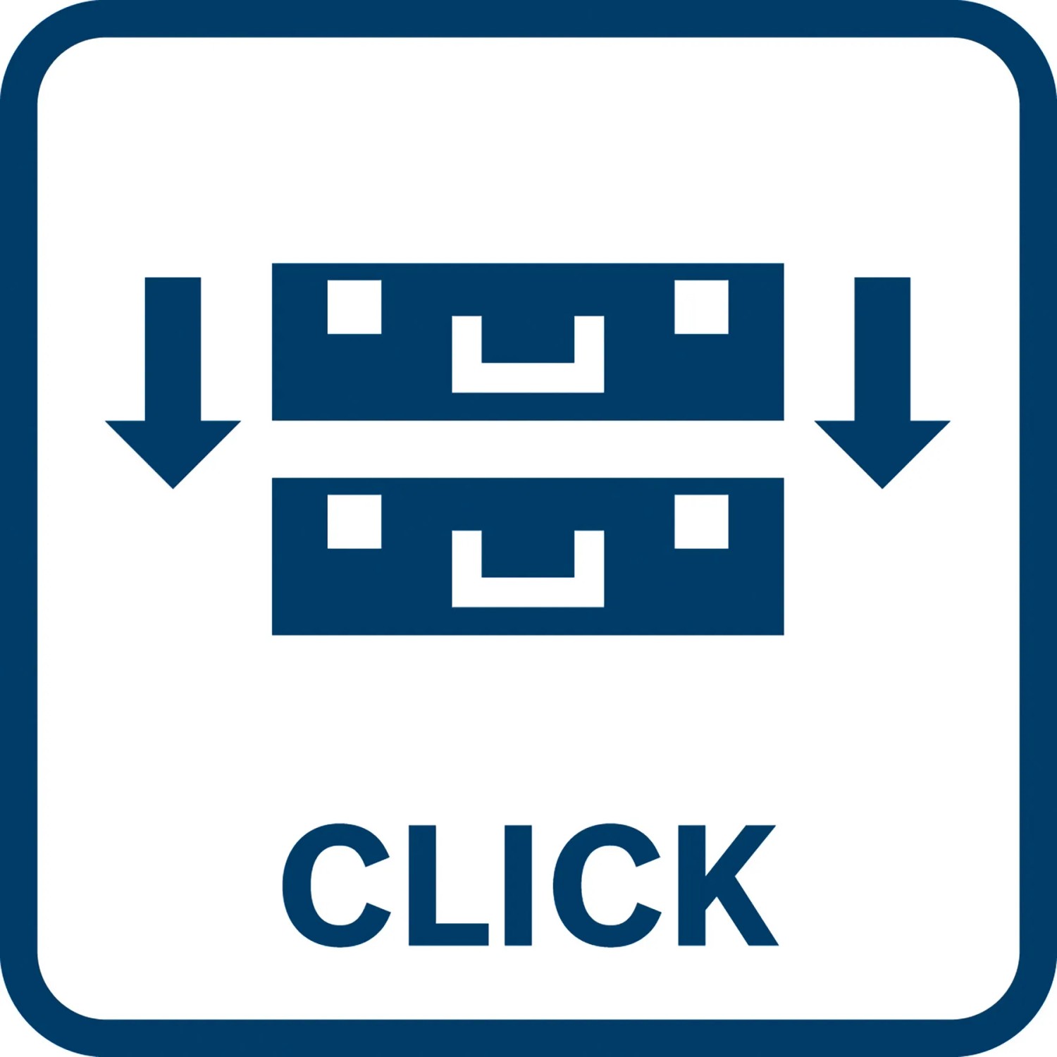 Symbol: Stapelbare Bosch L-Boxx Werkzeugkoffer mit Klick-Mechanismus.