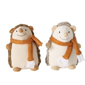 Boltze Home Türstopper Janik, 2er-Set Igel in Herbstfarben mit Schal, Deko-Geschenkartikel.