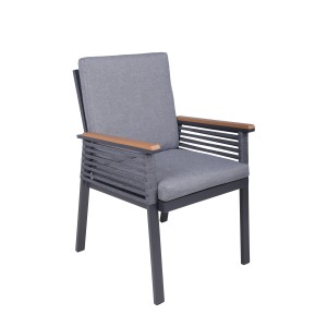 Garden Pleasure Gartenstuhl Denia, 2er Set, dunkelgrau mit Auflage. Moderner Outdoor-Stuhl.