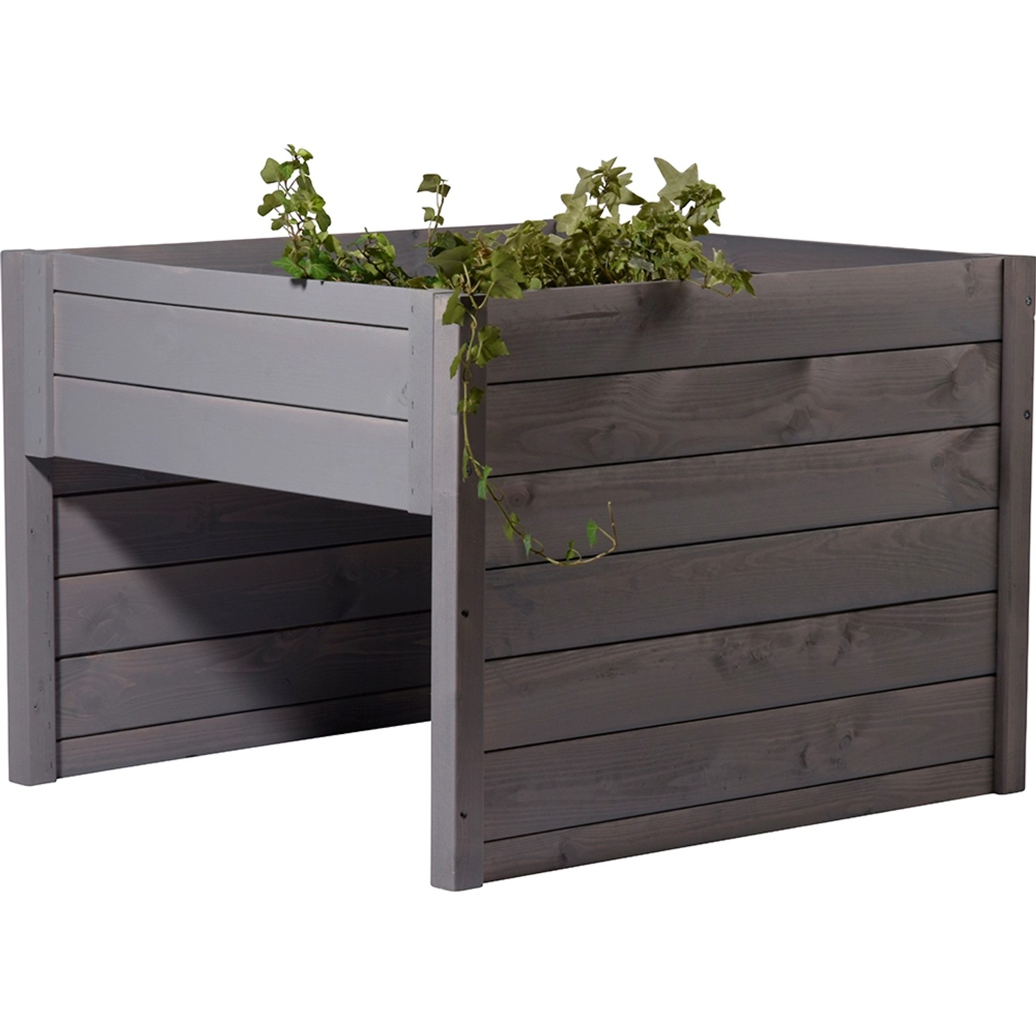 Graue Dobar Mährobotergarage mit Pflanzkasten, Holz, 56x73x79cm.