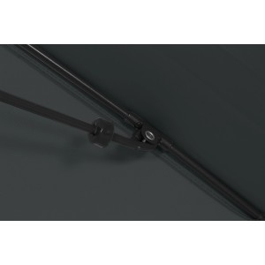 Detailaufnahme: Grauer Siena Garden Marktschirm City mit Neigungsfunktion, Fokus auf Mechanismus.