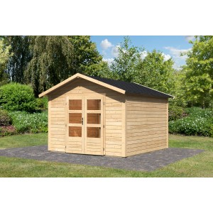 Karibu Holz-Gartenhaus Tessin 2 Natur 300 x 300 cm inkl. Boden und Dachschindeln