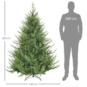 Naturgetreuer 180 cm künstlicher Weihnachtsbaum mit dichten grünen Zweigen und voller Form, Größenvergleich.