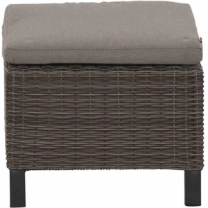 Siena Garden Hocker Corido Charcoal-Grey mit Kissen, Geflecht und Alufüßen.