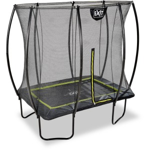 Rechteckiges, schwarzes EXIT Silhouette Gartentrampolin 153x214 cm mit Sicherheitsnetz.