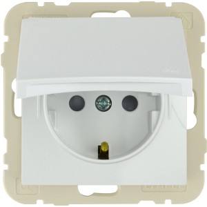 e2 elektro Unterputz-Steckdose Logus mit Klappdeckel IP44, weiß.