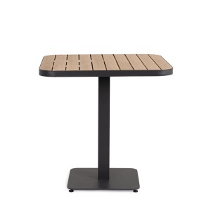 Bizzotto Gartentisch Belmar, 75x75 cm, Anthrazit mit Holzoptik-Tischplatte.