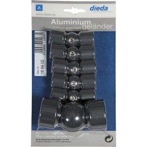 Dieda Eckverbindungsset, Aluminium, Anthrazit, 5 Gelenke für Treppengeländer.