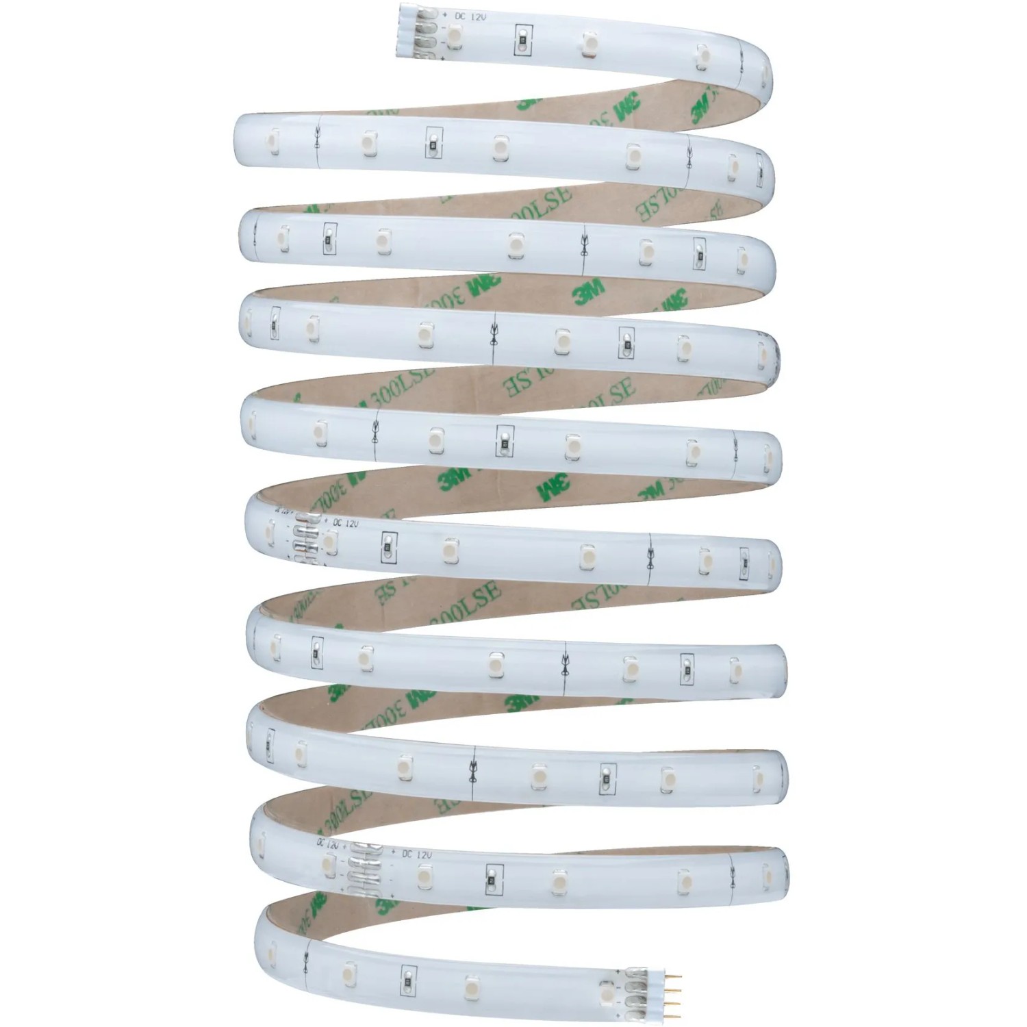 Aufgerollter, weißer 3m Paulmann YourLED Stripe LED-Streifen mit Kleberücken.