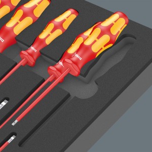 Wera VDE Schraubendreher-Set, 16-teilig, in Schaumstoffeinlage für Werkstattwagen.