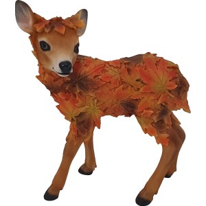 Stehendes Ahornreh als Gartenfigur, naturgetreue Gartendekoration aus Polyresin.