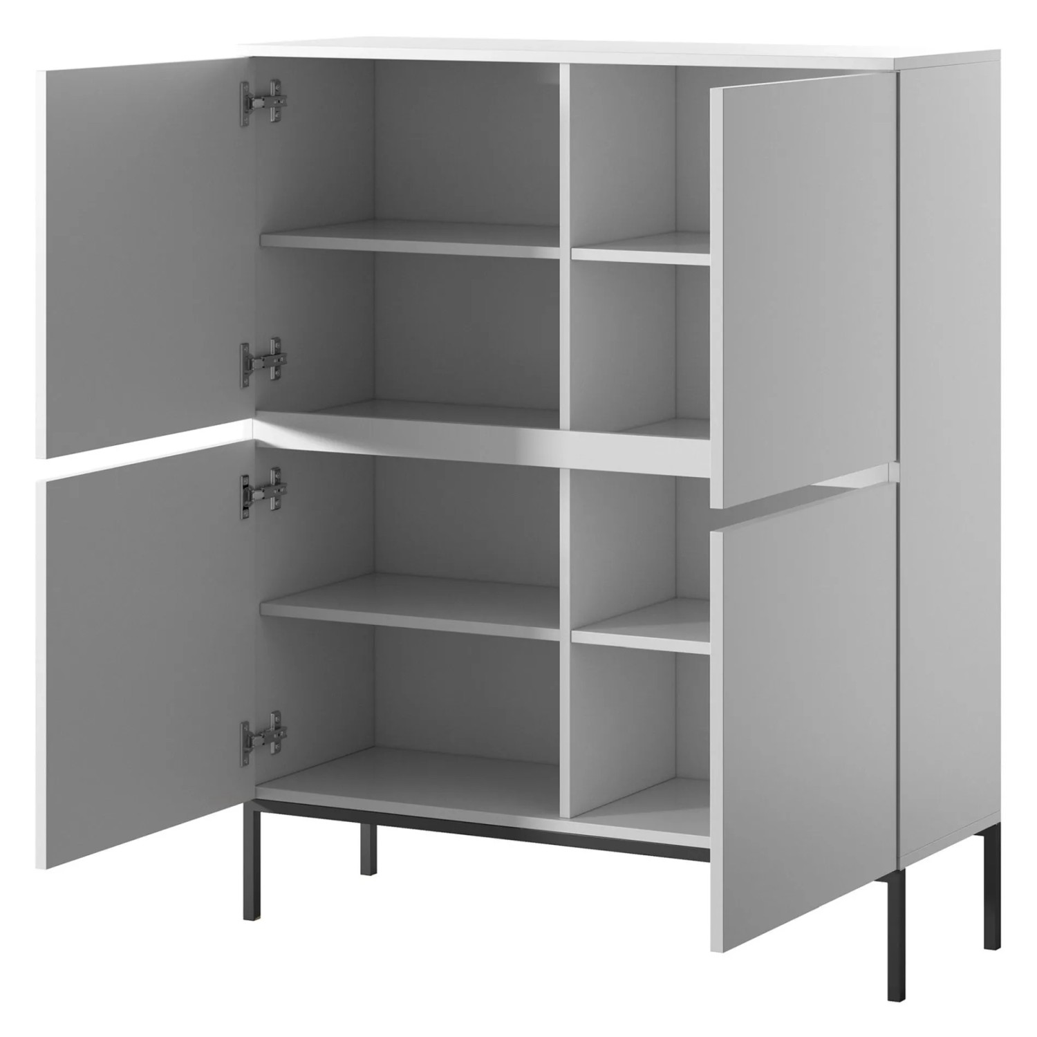 Selsey Highboard Bemmi 100 cm Hoch Weiß mit Schwarzen Beinen_4