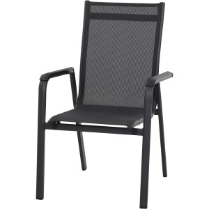 Siena Garden Stapelsessel Tesoro, anthrazitfarbener Gartenstuhl mit Ranotex-Gewebe und Armlehnen.
