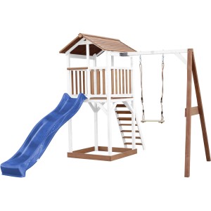 Axi Beach Tower Spielturm mit Schaukel, Rutsche blau, Holz braun-weiß. Ideal für Garten & Outdoor.