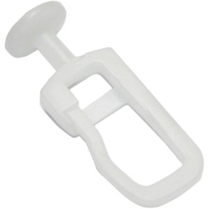 Weißer Gardinia Gleiter für Gardinenschienen.