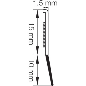 Profil der selbstklebenden Abdeckleiste, 25mm breit, mit Dichtlippe, für Fenster-Zubehör.