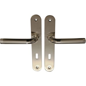 Alpertec Langschild-Garnitur Lea, Buntbart, Edelstahl poliert/satiniert für Zimmertüren.