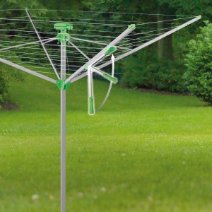 Juwel Wäschespinne Novaplus 500 Easy mit Leichtspann-Hebel und Eindreh-Bodenhülse.