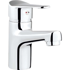 Chromfarbene Einhebel-Waschtischarmatur Carsoli für Waschbecken im Bad.