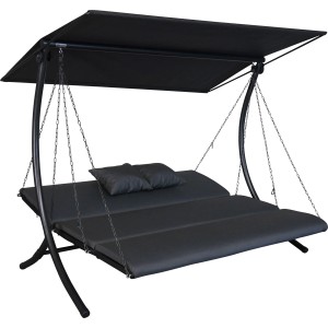 Angerer Hollywoodschaukel Swing Zip Anthrazit, 3-Sitzer mit Sonnendach und Liegefunktion.