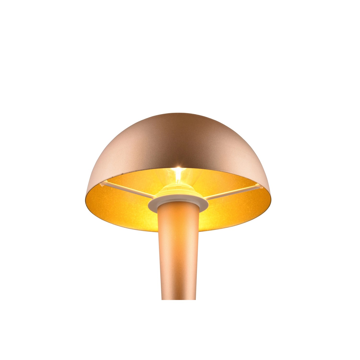 Reality LED Design-Tischlampe Canaria, Coffee. Pilzförmige Lampe mit goldener Innenseite.