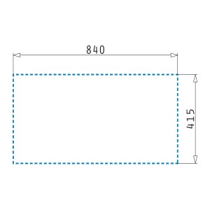 Skizze der Pyramis Einbauspüle CA, 86x43,5cm, Edelstahl, mit Maßangaben.