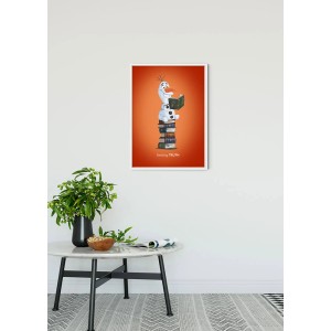 Komar Wandbild: Olaf aus Frozen liest auf einem Bücherstapel, 30x40 cm.