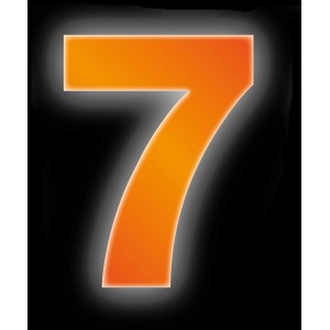 Reflektierende Klebezahl 7, 8 cm, orange. Ideal als Hausnummer.