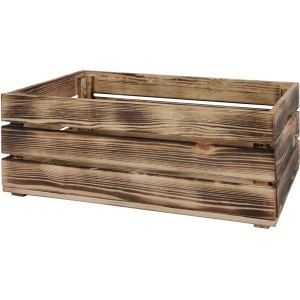 Geflammte XL Holzkiste aus Kiefernholz, ideal zur Aufbewahrung, 23,9x58,5x39cm.