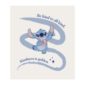 Komar Wandbild Stitch Kindness, 40x50 cm, mit dem blauen Stitch und Herz als Wanddekoration.