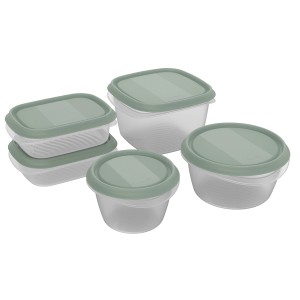 Rotho Elements Frischhaltedosen-Set, 5-teilig, Mistletoe Green, verschiedene Größen.