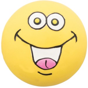 Gelber Jollypaw Smiley Latex Ball, Ø 5 cm, Kauspielzeug für Hunde.