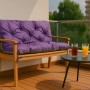 Violettes, getuftetes Bankkissen für 2-Sitzer Gartenbank auf Balkon. Komfortable Setgarden Sitzauflage für Outdoor.