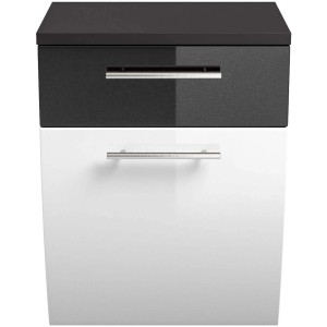 Posseik Bad-Hängeschrank Salona, 40 cm, Anthrazit/Weiß, mit Schublade und Softclose.