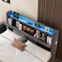 okwish Polsterbett mit Bettkasten LED-Licht Jugendzimmer 160x200cm Grau_6