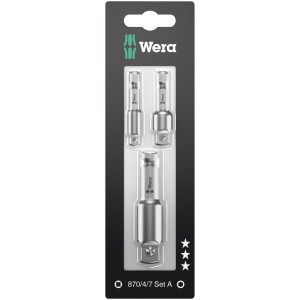 Wera Werkzeugschaft-Set, 3-teilig, für Steckschlüsseleinsätze, verschiedene Größen.