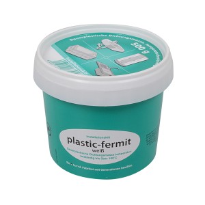 Dose Kirchhoff Plastic-Fermit Dichtmasse, 500g, weiß, für Sanitär-Anwendungen.
